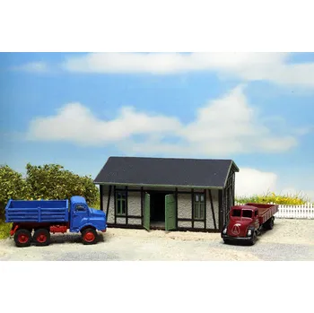 Modelová železnice Dílna s omítkou a dřevěným rámem, stavebnice Polyplate / Vollmer 49590