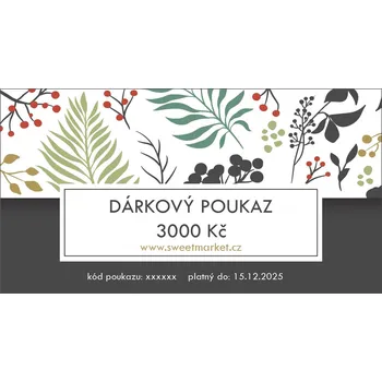 Dárkový potravinový koš SWEET MARKET vánoční dárkový poukaz 3000 Kč elektronický