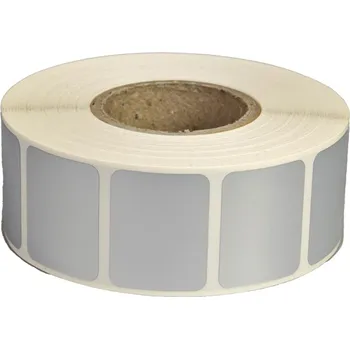 Samolepící etiketa Etikety 32x25mm, PET silver, stříbrná, D76, 1500 ks na roli