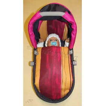 Doplněk pro panenku Peřinky do kočárku pro panenky Pruhy bordó