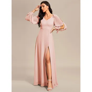 Dámské šaty Áčkové šaty maxi s průstřihy na rukávech Barva: Růžová, Velikost: 3XL