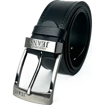 Opasek Kožený pánský pásek JEANS černý 4cm, Obvod pasu / celková délka pásku 95cm