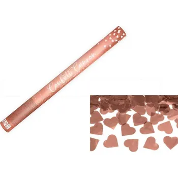 Konfeta Konfety 60cm - METALICKÉ RŮŽOVO ZLATÉ / ROSE GOLD SRDCE - Svatba
