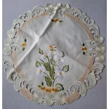 ubrus UBRUS * UBRUSY prům. 60cm vyšívaný * Kopretina kvítek