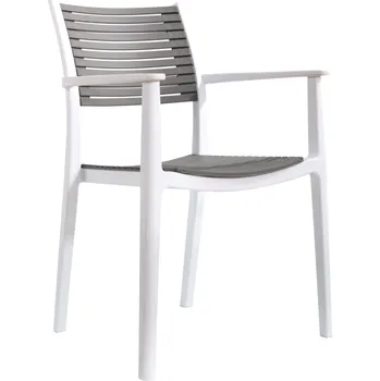 Stohovatelná židle, bílá/šedohnědá, HERTA