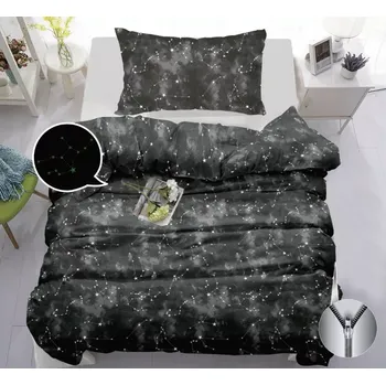 Povlečení TOTÁLNÍ MASAKR CEN ! BAVLNĚNÉ POVLEČENÍ SVÍTÍCÍ - NOČNÍ OBLOHA - ŠEDÉ 140x200/70x90