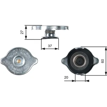 Palivová nádrž Uzavírací víčko, nádoba chladiva GATES RC217