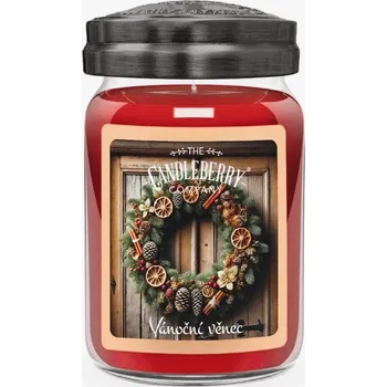 Svíčka Candleberry Candle svíčka Česká etiketa Vánoční věnec (Candleberry Christmas), 624 g
