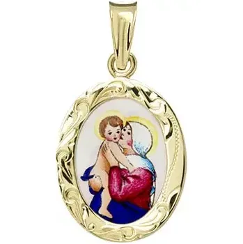 Přívěsek Aljančič Madona s dítětem medailon gravírovaný 149R zlato