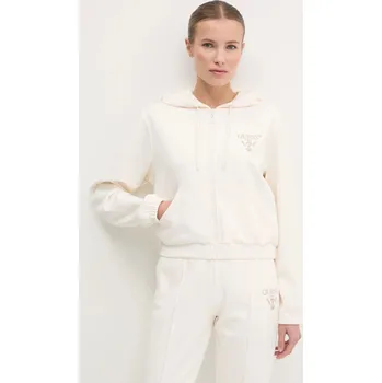 Dámská mikina Mikina Guess ROBERTA dámská, béžová barva, s kapucí, s aplikací, V5RQ20 KC3D2 V5RQ20.KC3D2 01X, vel. XL