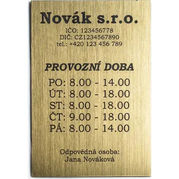 Označení provozovny formát A4 - Barva materiálu Dekor dřevo/bílý text