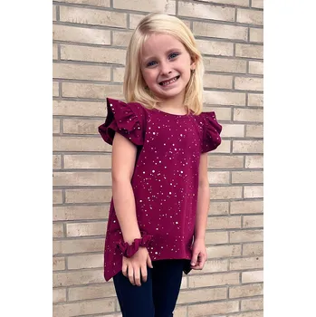 Těhotenská móda Krásná mamka Dívčí rostoucí tričko s volánky TOUCH OF GOLD malina Velikost: 3-4 roky