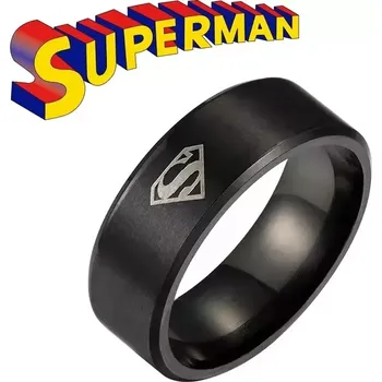 Seriál ocelový prsten Superman Logo - černý Velikost 9