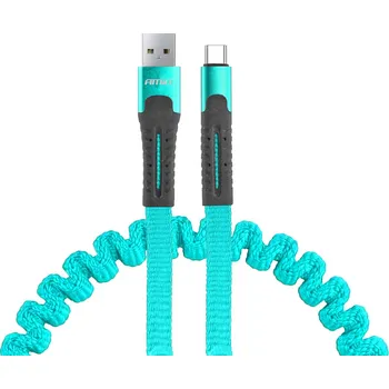 Datový kabel Nabíjecí kabel pružinový USB+USB-C 120cm FullLINK UC-14