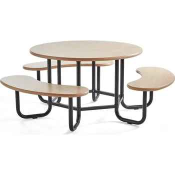 Pohovka Stůl s lavicemi OCTO, černá konstrukce, bříza