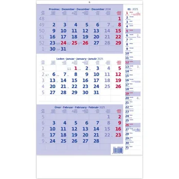 Kalendář Helma365 Nástěnný tříměsíční kalendář s poznámkami N211-25 modrý 2025
