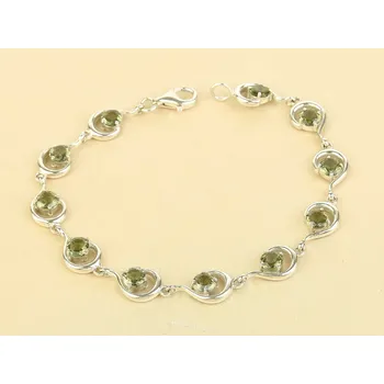 Náramek Vltavínový náramek Ag 925/1000 + Rh 19cm