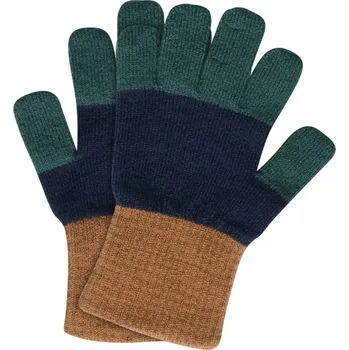 Rukavice Vlněné rukavice MELTON 56005 3 pruhované Barva: Zelená, Velikost: 6 (6-9 let)
