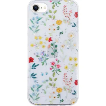Pouzdro na mobilní telefon Třpytivý transparentní kryt pro iPhone 7 / 8 / SE (2020/2022) - rozkvetlá louka