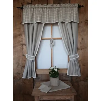 Závěs Závěsy z kanafasu Piko Jana světle béžová + žakár Satén světle béžová