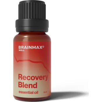 Vonný olej WellMax Recovery Blend Essential Oil, 100% přírodní esenciální olej, 10 ml Eukalyptus, rozmarýn a máta peprná pro uvolnění dýchacích cest a svěží vzduch