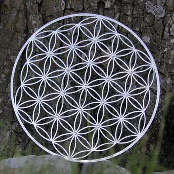 Plakát ,,Květ života" na zeď osazen 19 Swarovski krystaly (Průměr 18 cm)