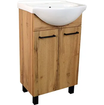 Koupelnový nábytek A - Interiéry Skříňka s umyvadlem Laka 50 dub Wotan, nožky, 51x85x42,5