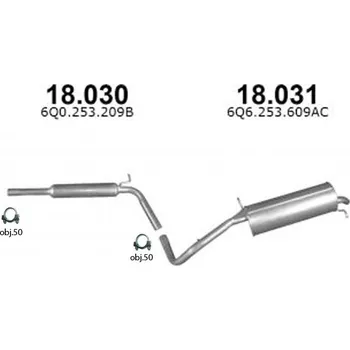 Výfuk ŠKODA FABIA 1.0i / 1.4i / 1.4i-16V, Hatchback, montážní sada/komplet