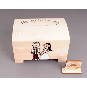 Pokladnička Pokladnička dřevo truhla - věneček s copem