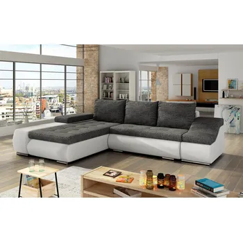 Sedací souprava Rozkládací rohová sedačka TORONTO černá melír / bílá