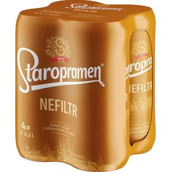 Pivo Staropramen Nefiltr 4×0,5 l plech