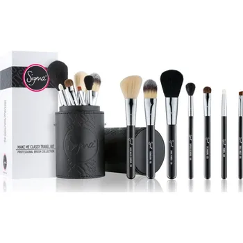 Sigma Beauty Travel Kit Face F30 Large Powder Brush velký štětec na pudr suchý nebo práškový 1 ks + Eyes E55 Eye Shading Brush štětec na stínování a přechody 1 ks + Eyes E30 Pencil Brush štětec na oční linky 1 ks + Face E40 Tapered Blending Brush štětec n