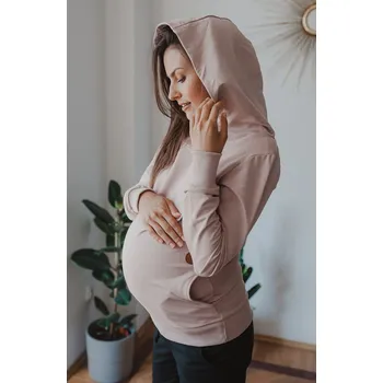 Těhotenská mikina Těhotenská a kojicí mikina 3v1 Milk Please - béžová, bavlněná Velikost: XS