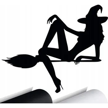 Samolepicí dekorace na vozidlo SAMOLEPKA na auto ČARODĚJNICE SILUETA 15x12 cm