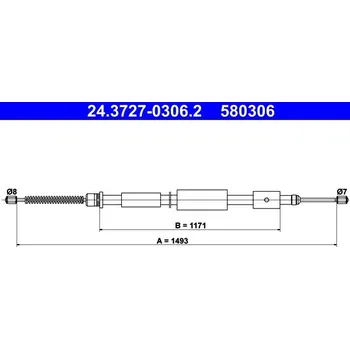 Lanko parkovací brzdy Tažné lanko, parkovací brzda ATE 24.3727-0306.2