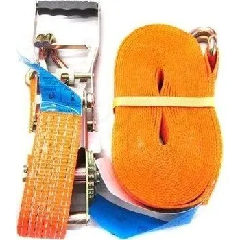 Upínací pás s ergonomickou ráčnou a háky 5T/10m/50mm