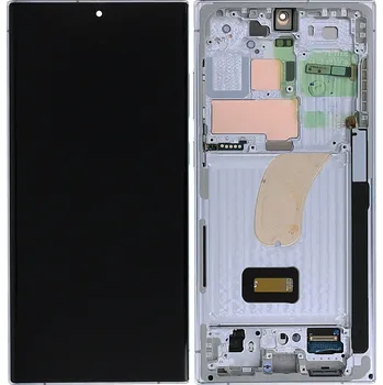 Náhradní dil pro Samsung S918 Galaxy S23 Ultra - LCD display + Dotyková deska + Přední kryt Sky Blue / Modrá (Service Pack)