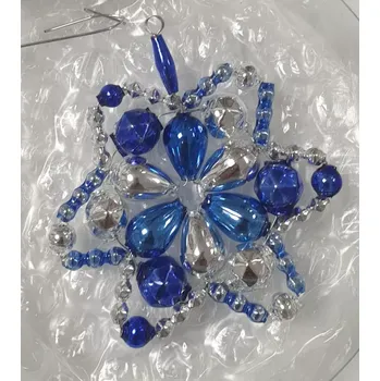 Vánoční ozdoba Vánoční hvězdička Ø6cm - stříbrná/modrá