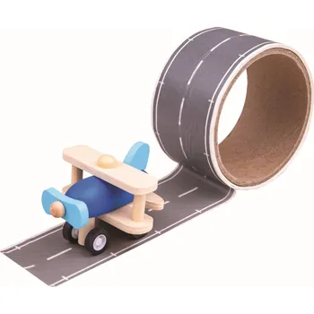 Samolepící dekorace Bigjigs Toys Lepící páska runway s letadlem
