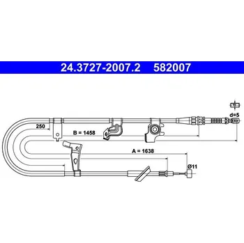 Lanko parkovací brzdy Tažné lanko, parkovací brzda ATE 24.3727-2007.2