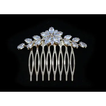 Ozdoba do vlasů Kovový hřebínek s kamínky Barva: zlatá