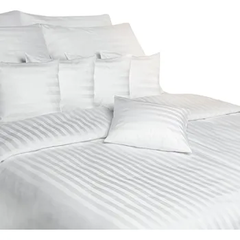 Povlečení Povlečení damašek atlasgrádl jen cícha 140x220, proužek 2cm bílý