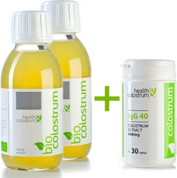 Přírodní produkt HEALTH & COLOSTRUM Bio colostrum tekuté IgG40 – 2 x 125 ml + 30 kapslí colostra IgG 40 ZDARMA