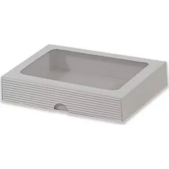 Krabička na výslužku Dárková krabička bílá s průhledným okénkem 19x14,5x3,5 cm