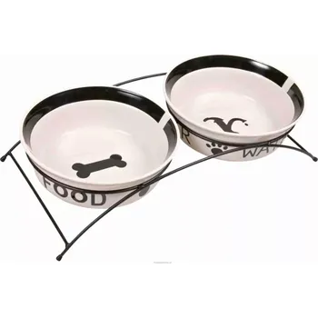 Miska pro psa Set keramických misek se stojánkem 2 × 0,25 l/13 cm