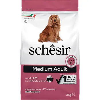 Volný čas Výhodné balení: 2x3kg Schesir Dog Medium Adult se šunkou granule pro psy
