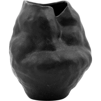 Váza House Doctor Černá kameninová váza Fomu 20 cm