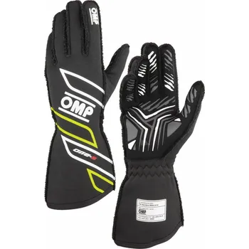 Rukavice Závodní rukavice OMP ONE-S my2025 s FIA homologizací (vnější šití), antracitová/fluo žlutá