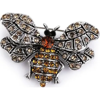 Brož Brož s broušenými kamínky včela - 1 platina