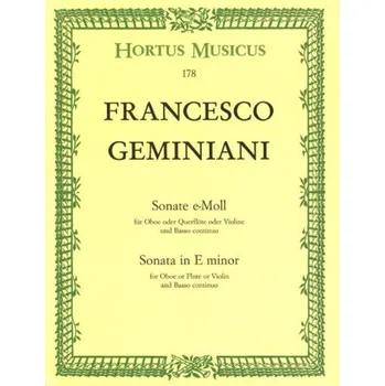 Francesco Geminiani: Sonata in E minor (noty na hoboj, basso continuo)